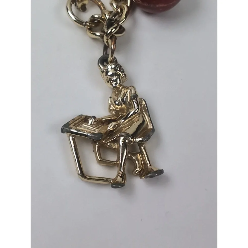 Vintage Bowling Gold Tone Charm Bracelet Classic Costume Jewelry Sports